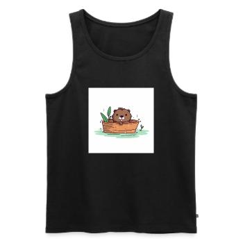 Süßer Biber in der Badewanne - Männer Premium Bio Tank Top - Schwarz - Vorne - Michal (187cm)