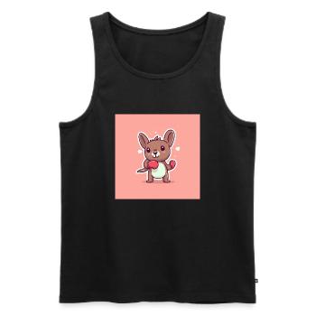Cute kangaroo with box gloves - Men's Premium Organic Tank Top - black - Front - AI Model Male 178 light (178cm)