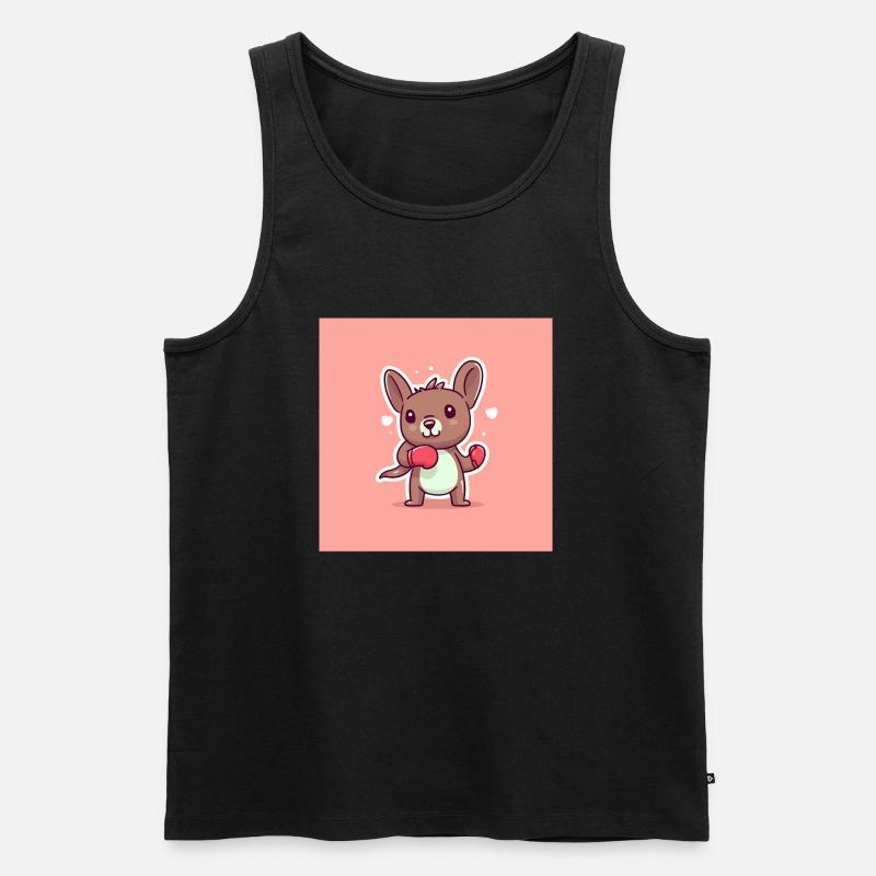 Süßes Känguru mit Box Handschuhen - Männer Premium Bio Tank Top - Schwarz