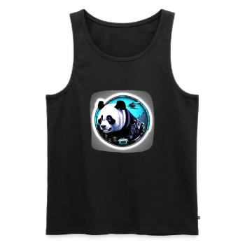 Futuristischer Space Panda - Männer Premium Bio Tank Top - Schwarz - Vorne - AI Model Male 178 light (178cm)