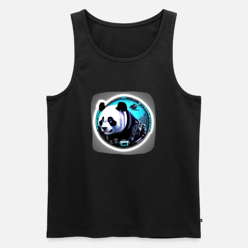 Futuristischer Space Panda - Männer Premium Bio Tank Top - Schwarz