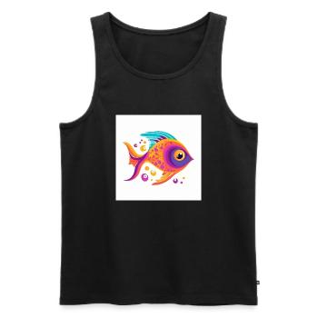 Beau poisson coloré nageant dans la mer - Débardeur bio Premium Homme - noir - Devant - Michal (187cm)