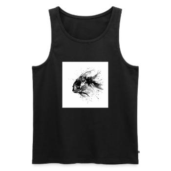 Süßer Fisch schwimmt im Meer - Illustration - Männer Premium Bio Tank Top - Schwarz - Vorne - Michal (187cm)