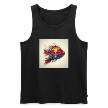 Beau poisson coloré nageant dans la mer - Débardeur bio Premium Homme - noir - Devant - Michal (187cm)