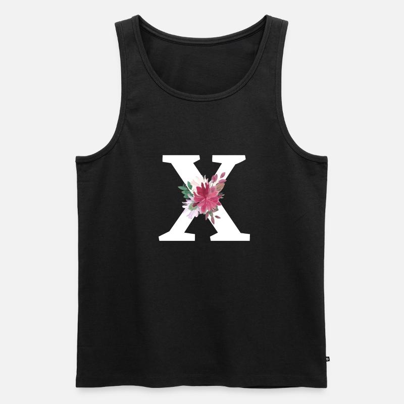 Buchstabe x Blumen - Männer Premium Bio Tank Top - Schwarz