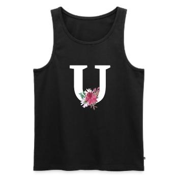 Lettre u floral - Débardeur bio Premium Homme - noir - Devant - AI Model Male 178 light (178cm)