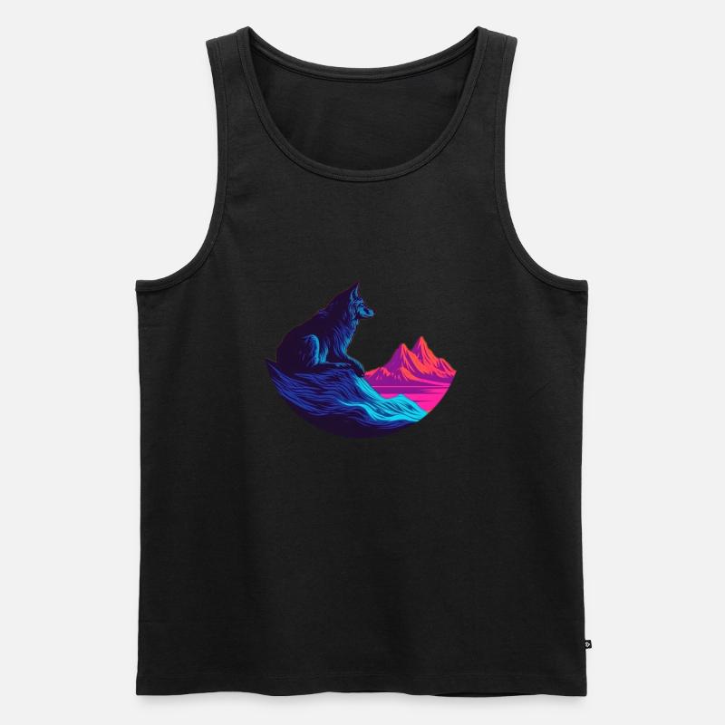 80's Wolf - Männer Premium Bio Tank Top - Schwarz