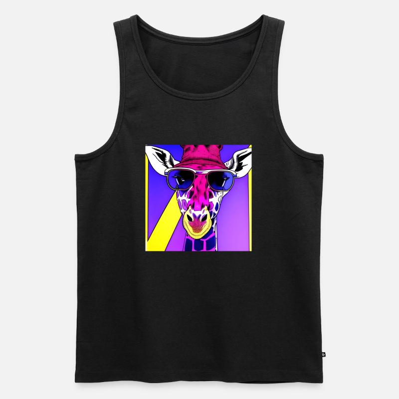 Rosa Giraffe - Männer Premium Bio Tank Top - Schwarz