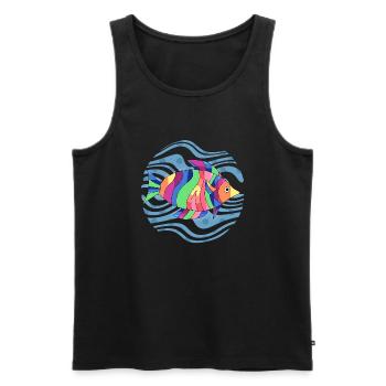 Fisch - Männer Premium Bio Tank Top - Schwarz - Vorne - AI Model Male 178 light (178cm)