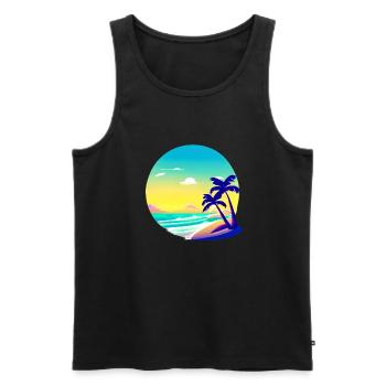 Summer Tree Palm Holiday Sun Palm Gift - Men's Premium Organic Tank Top - black - Front - Michal (187cm)
