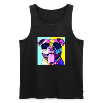 Dog with glasses - Men's Premium Organic Tank Top - black - Front - AI Model Male 178 light (178cm)