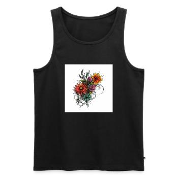 Élégante illustration florale avec des embellissements nobles - Débardeur bio Premium Homme - noir - Devant - AI Model Male 178 light (178cm)