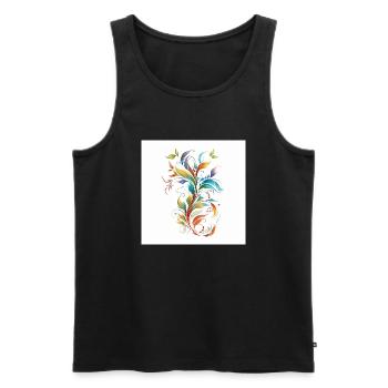 Élégante illustration florale avec des embellissements nobles - Débardeur bio Premium Homme - noir - Devant - AI Model Male 178 light (178cm)
