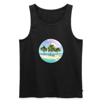 Sommerurlaub Strand Sonne Palmen Insel Palme - Männer Premium Bio Tank Top - Schwarz - Vorne - AI Model Male 178 light (178cm)