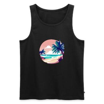 Sommerurlaub Palme Insel Strand Sonne Palmen - Männer Premium Bio Tank Top - Schwarz - Vorne - AI Model Male 178 light (178cm)