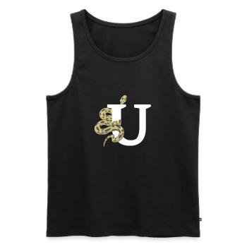 Lettre u serpent - Débardeur bio Premium Homme - noir - Devant - AI Model Male 178 light (178cm)