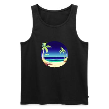 Vacances d’été Palm Island Beach Sun Palm - Débardeur bio Premium Homme - noir - Devant - Michal (187cm)
