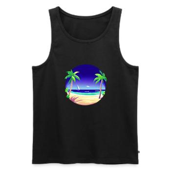 Vacances d’été Palm Sun Island Beach Palm - Débardeur bio Premium Homme - noir - Devant - Michal (187cm)
