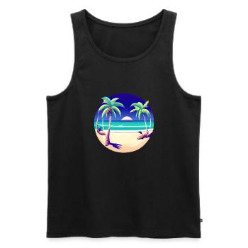 Sommerurlaub Palmen Insel Strand Sonne Palme - Männer Premium Bio Tank Top - Schwarz - Vorne - AI Model Male 178 light (178cm)
