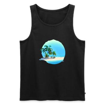 Summer Vacation Sun Palm Island Palm Beach - Men's Premium Organic Tank Top - black - Front - Michal (187cm)