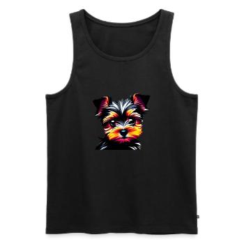 propriétaire de chiot chien Yorkshire Terrier - Débardeur bio Premium Homme - noir - Devant - Michal (187cm)