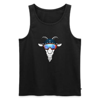 Goat mountain with goggles - Men's Premium Organic Tank Top - black - Front - AI Model Male 178 light (178cm)