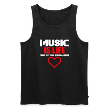 Life-Musik-Logo - Männer Premium Bio Tank Top - Schwarz - Vorne - Michal (187cm)
