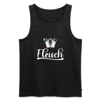 Fleisch Logo mit Stier Weiß - Männer Premium Bio Tank Top - Schwarz - Vorne - AI Model Male 178 light (178cm)