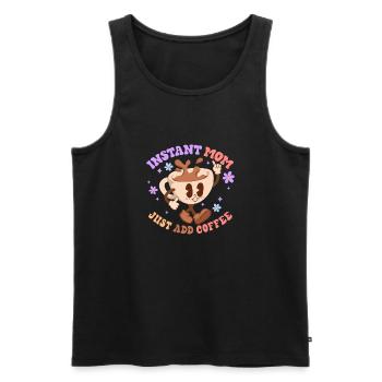 Maman instantanée Il suffit d’ajouter du café - Débardeur bio Premium Homme - noir - Devant - AI Model Male 178 light (178cm)