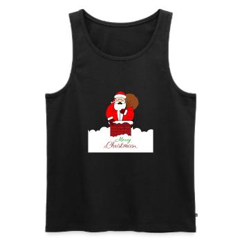 Merry Christmas stuck fat santa - Men's Premium Organic Tank Top - black - Front - AI Model Male 178 light (178cm)