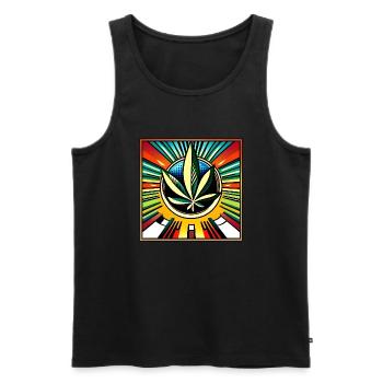 Cannabis comic style - Männer Premium Bio Tank Top - Schwarz - Vorne - Michal (187cm)