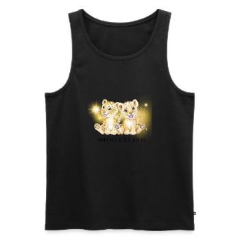 T-Shirt Löwe Freundschaft Freunde kawaii niedlich Baby Löwe - Männer Premium Bio Tank Top - Schwarz - Vorne - AI Model Male 178 light (178cm)