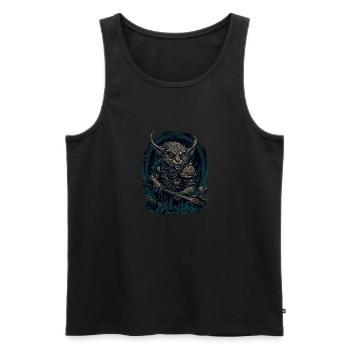 Schlankes Skaven-Logo für schwarze T-Shirts. - Männer Premium Bio Tank Top - Schwarz - Vorne - AI Model Male 178 light (178cm)