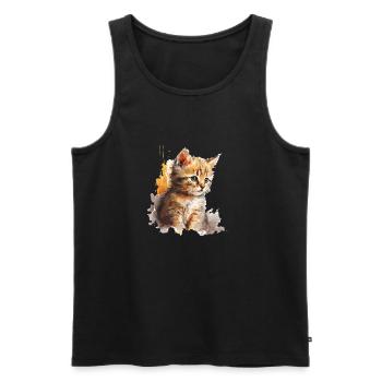 Watercolor Kitten - Männer Premium Bio Tank Top - Schwarz - Vorne - Michal (187cm)