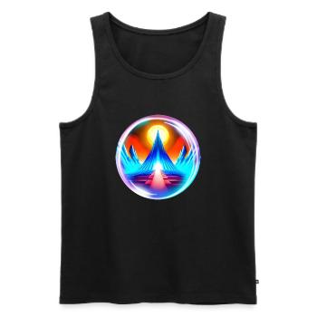 Synth 80er ^^Jupiter Wear^^ - Männer Premium Bio Tank Top - Schwarz - Vorne - AI Model Male 178 light (178cm)