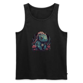 Dino - Männer Premium Bio Tank Top - Schwarz - Vorne - AI Model Male 178 light (178cm)
