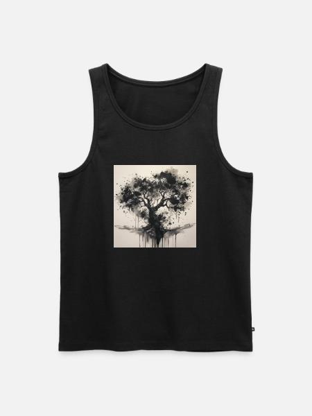 Schwarzer Baum im Aquarell-Stil - Männer Premium Bio Tank Top - Schwarz