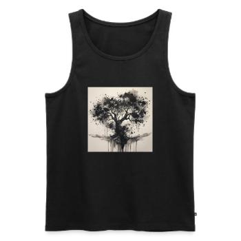Black tree in watercolor style - Men's Premium Organic Tank Top - black - Front - AI Model Male 178 light (178cm)