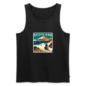 SCOTLAND NC 500 MOTORBIKE RETRO - Men's Premium Organic Tank Top - black - Front - Michal (187cm)