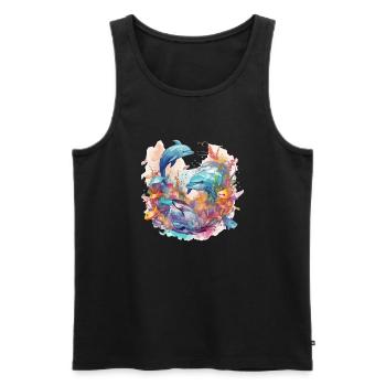 Delphine - Männer Premium Bio Tank Top - Schwarz - Vorne - AI Model Male 178 light (178cm)