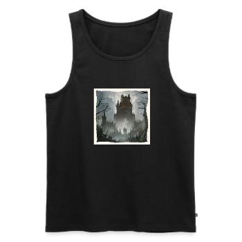 Chateau hanté ambiance sombre - Débardeur bio Premium Homme - noir - Devant - AI Model Male 178 light (178cm)