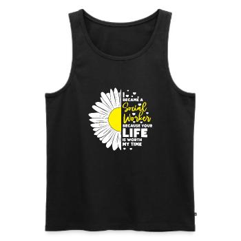 I became a social worker because your life is - Männer Premium Bio Tank Top - Schwarz - Vorne - AI Model Male 178 light (178cm)