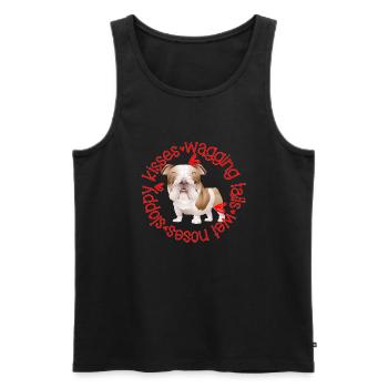 Cute Bulldog, sloppy kisses - Men's Premium Organic Tank Top - black - Front - AI Model Male 178 light (178cm)