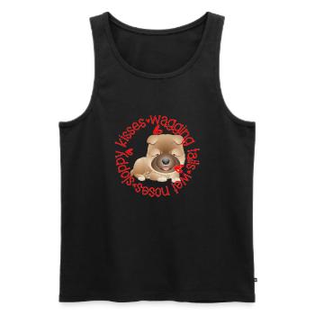 Cute Chow Chow, sloppy kisses - Men's Premium Organic Tank Top - black - Front - AI Model Male 178 light (178cm)