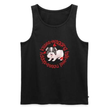 Cute Boston Terrier, sloppy kisses - Men's Premium Organic Tank Top - black - Front - AI Model Male 178 light (178cm)