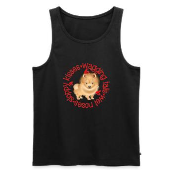 Cute Pomeranian, sloppy kisses - Men's Premium Organic Tank Top - black - Front - AI Model Male 178 light (178cm)