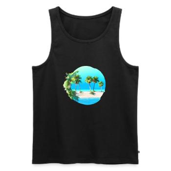 Vacances d’été Palmiers Sun Palm Island Beach - Débardeur bio Premium Homme - noir - Devant - Michal (187cm)