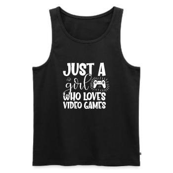 Just a Girl who loves Video Games - Men's Premium Organic Tank Top - black - Front - Michal (187cm)