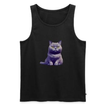 Chat chaton britannique à poil court Chats - Débardeur bio Premium Homme - noir - Devant - Michal (187cm)