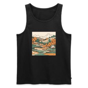 Paysage - Débardeur bio Premium Homme - noir - Devant - AI Model Male 178 light (178cm)